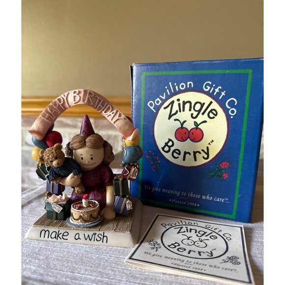 Zingle Berry Pavilion Gift Co. "Make A Wish" Happy Birthday Figurine Box Limited - Picture 1 of 16